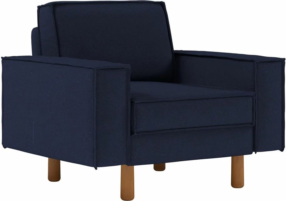 Karrige një vendëshe Atelier del Sofa, ngjyrë blu nate, këmbë druri arre