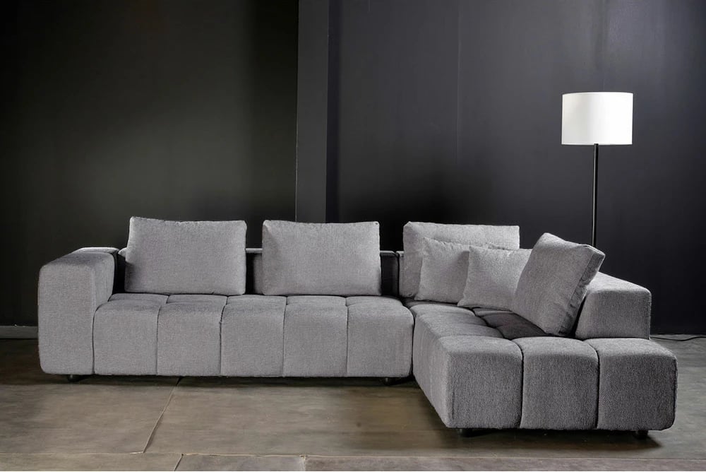 Kënd divani TOMOS, kënd i djathtë, ngjyrë gri LEGASY 18, 298x200x85cm