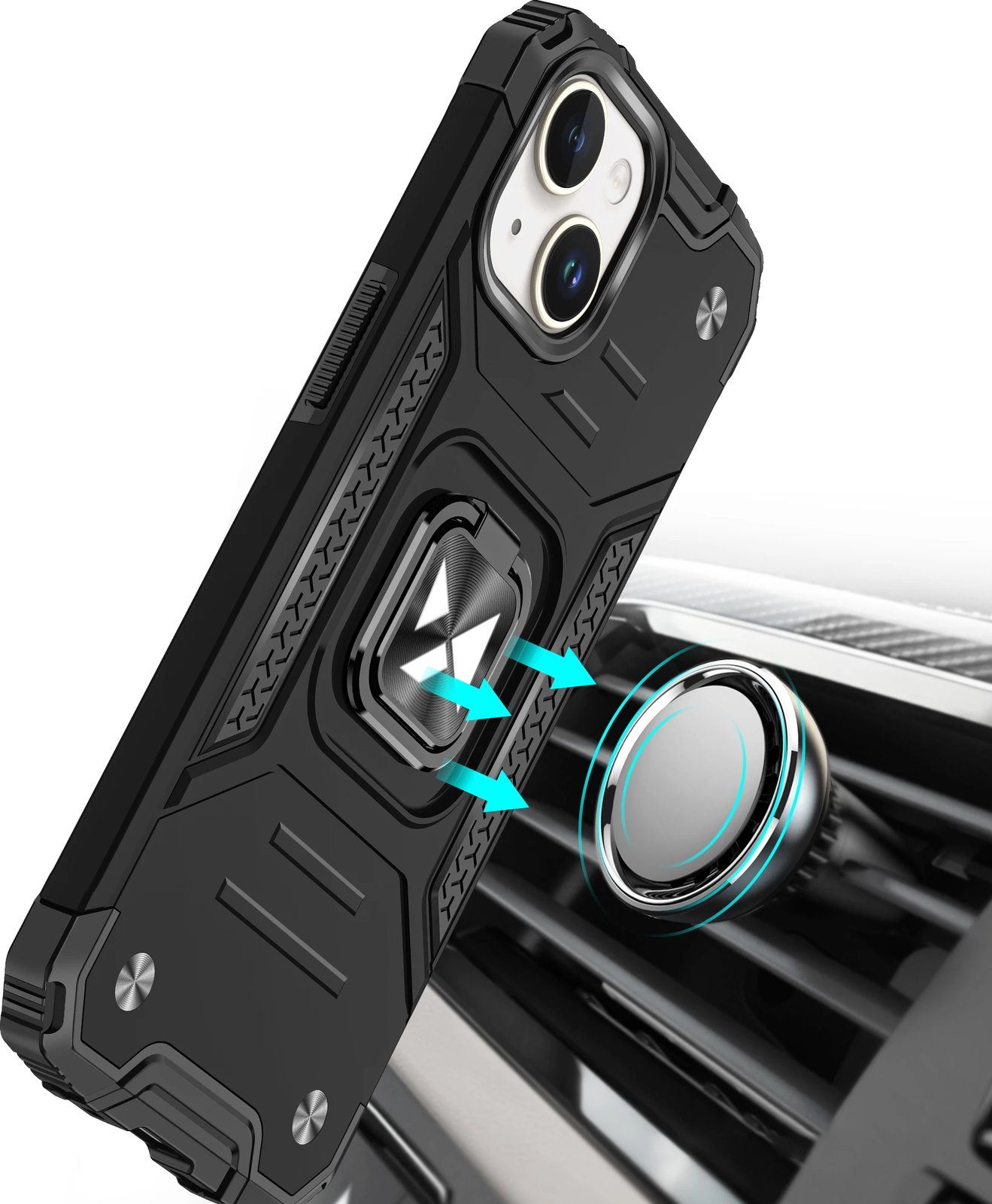 Mbështjellës Wozinsky Ring Armor për iPhone 15 Plus, me mbajtëse gishti dhe stand, Kuq