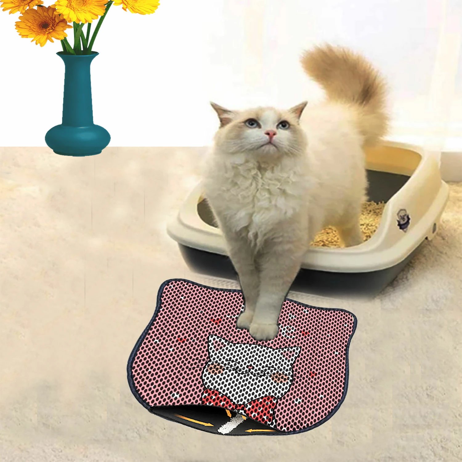 Tapet për rërë mace, shumëngjyrësh, Paws & Whiskers, Kdkafa0163, 40x50cm