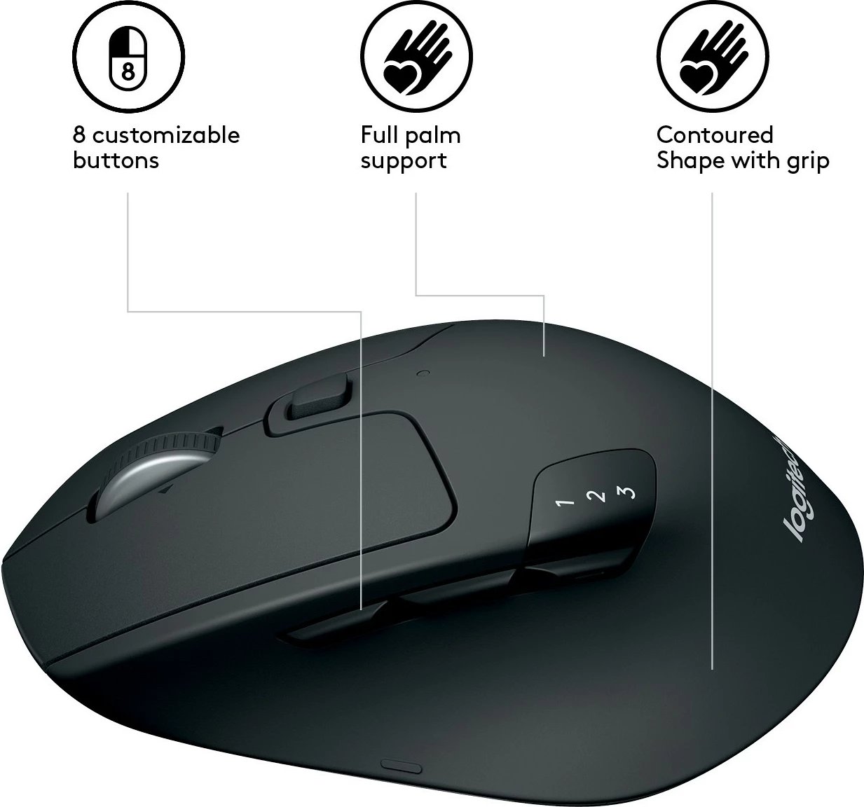 Maus Logitech M720 Triathlon, RF Wireless + Bluetooth, 1000 DPI