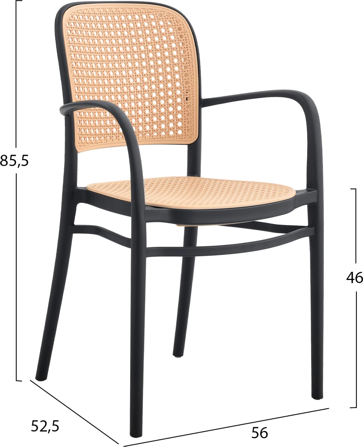 Karrige polipropileni FLOW FH5938.02, ngjyrë zezë dhe bezhë, 56x52.5x85.5 cm