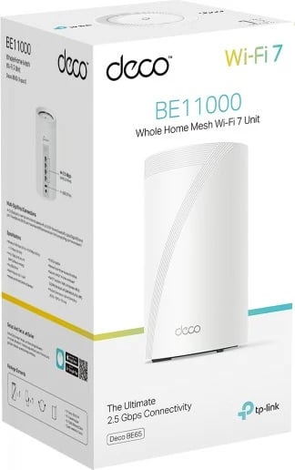 Router mesh TP-LINK Deco BE65, Wi-Fi 7, 1-pack, i bardhë