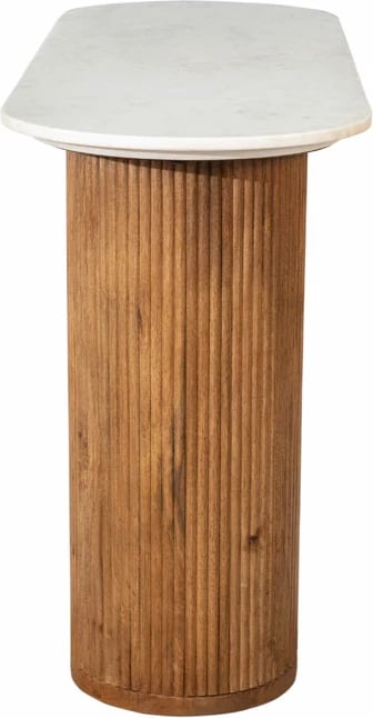 Konsolë Organic Bitter, dru mango, mermer, ngjyrë arre, 140x45x76 cm