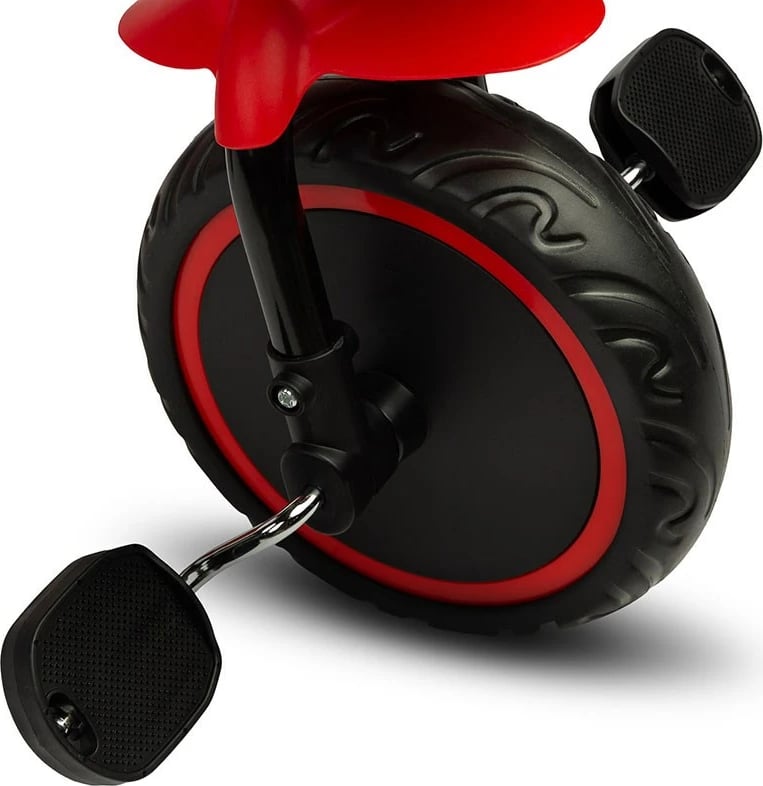 tricikletë fëmijësh, TOYZ, LOCO, për moshë 3-5 vjeç, kornizë metalike, rrota shkumë, 2 shporta, zile, sedilje e rregullueshme, e kuqe