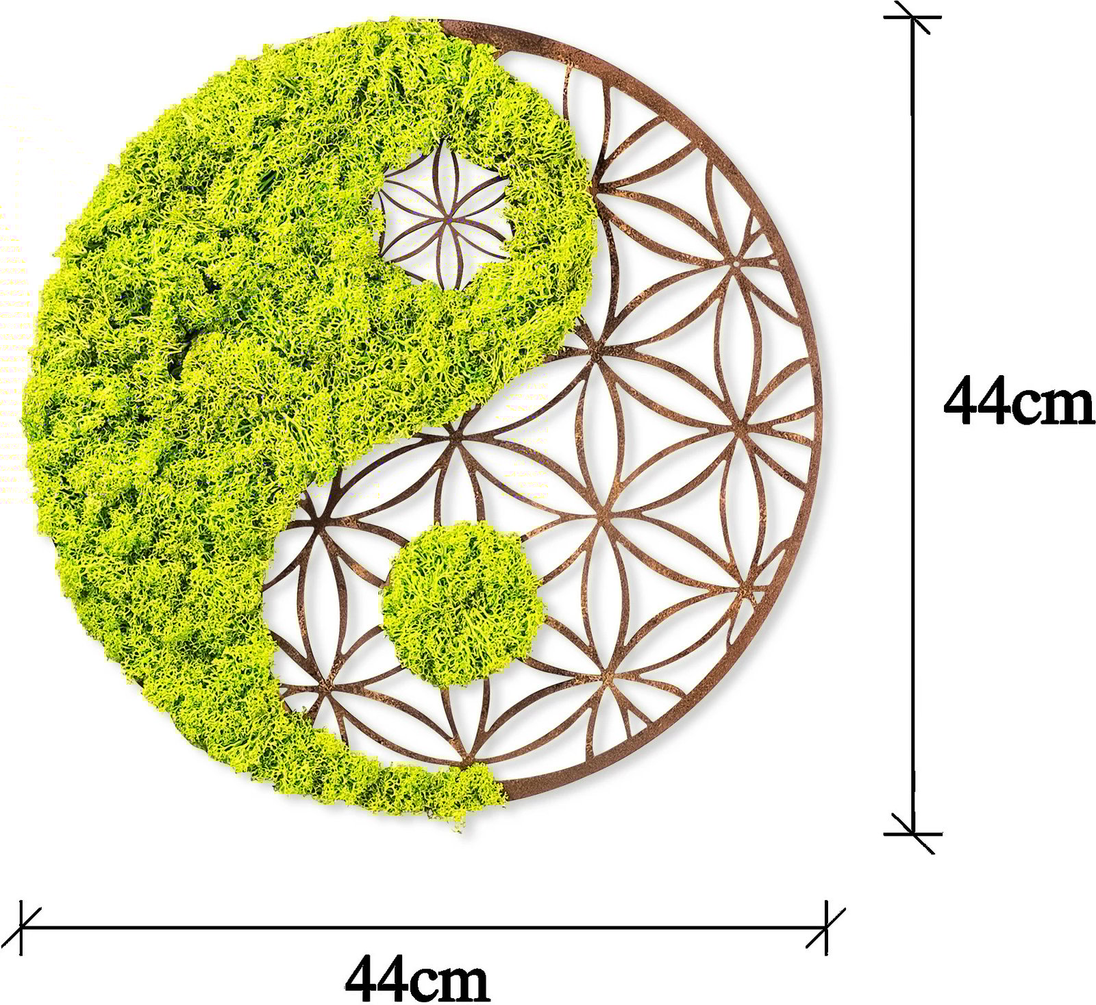 Aksesor dekorativ muri Wallity, Yin Yang, jeshil dhe kafe, 44x1x44cm