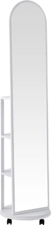 Pasqyrë dyshemeje rrotulluese me rafte, ngjyrë e bardhë, Espero, 34x170cm