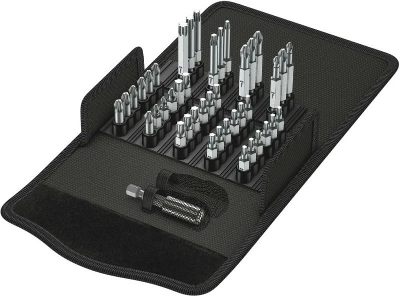 Set bitash Wera BS 43, 43 copë, Phillips/Pozidriv/Torx, kuti tekstili
