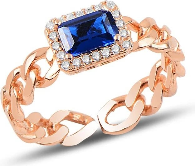 Unazë argjendi Jumeon, ngjyrë kaltër e errët dhe ari rozë, SGTL9964