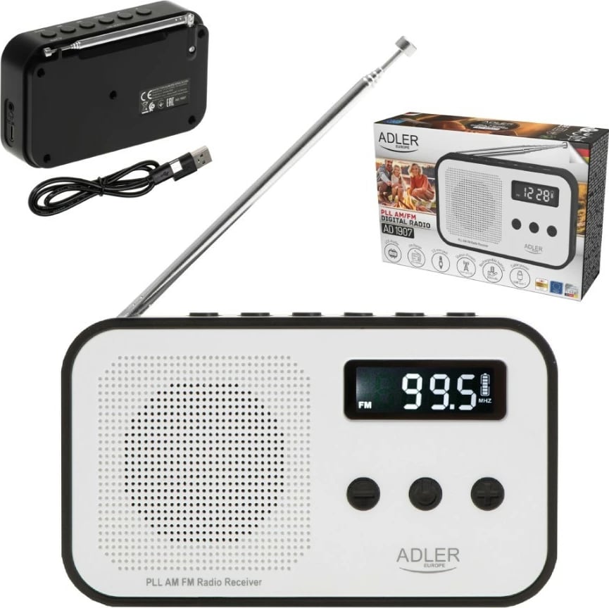 Radio digjitale Adler AD1907 PLL, e bardhë