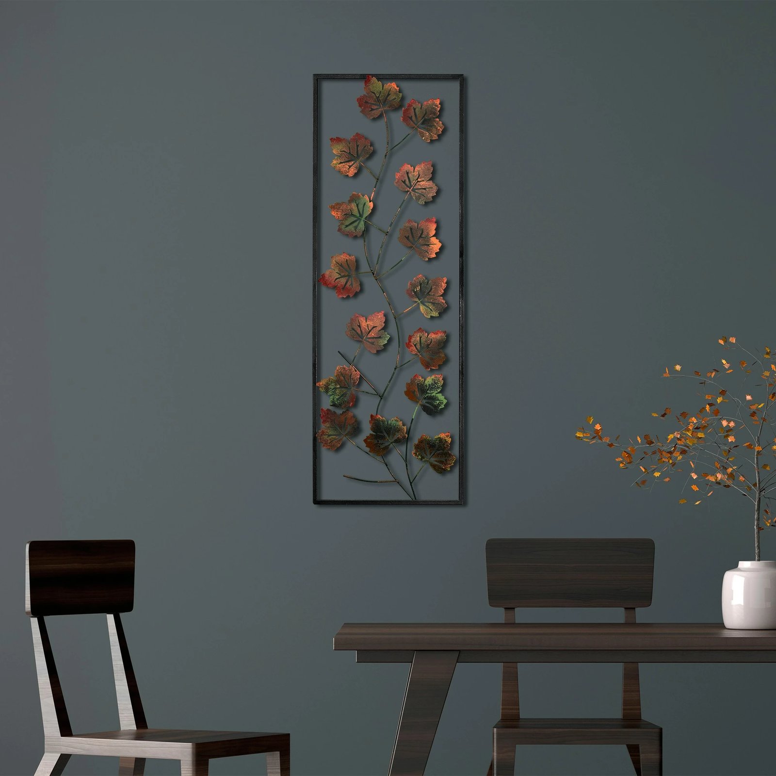 Aksesor dekorativ metalik për mur, Wallity, Platane 2, shumëngjyrësh, 32x90cm