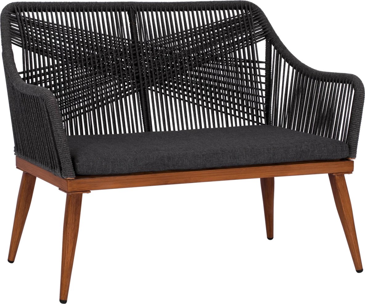 Divan 2 ulëse, pamje bambuje, FH5550.01, alumin, litar, gri, 122x60x89 cm
