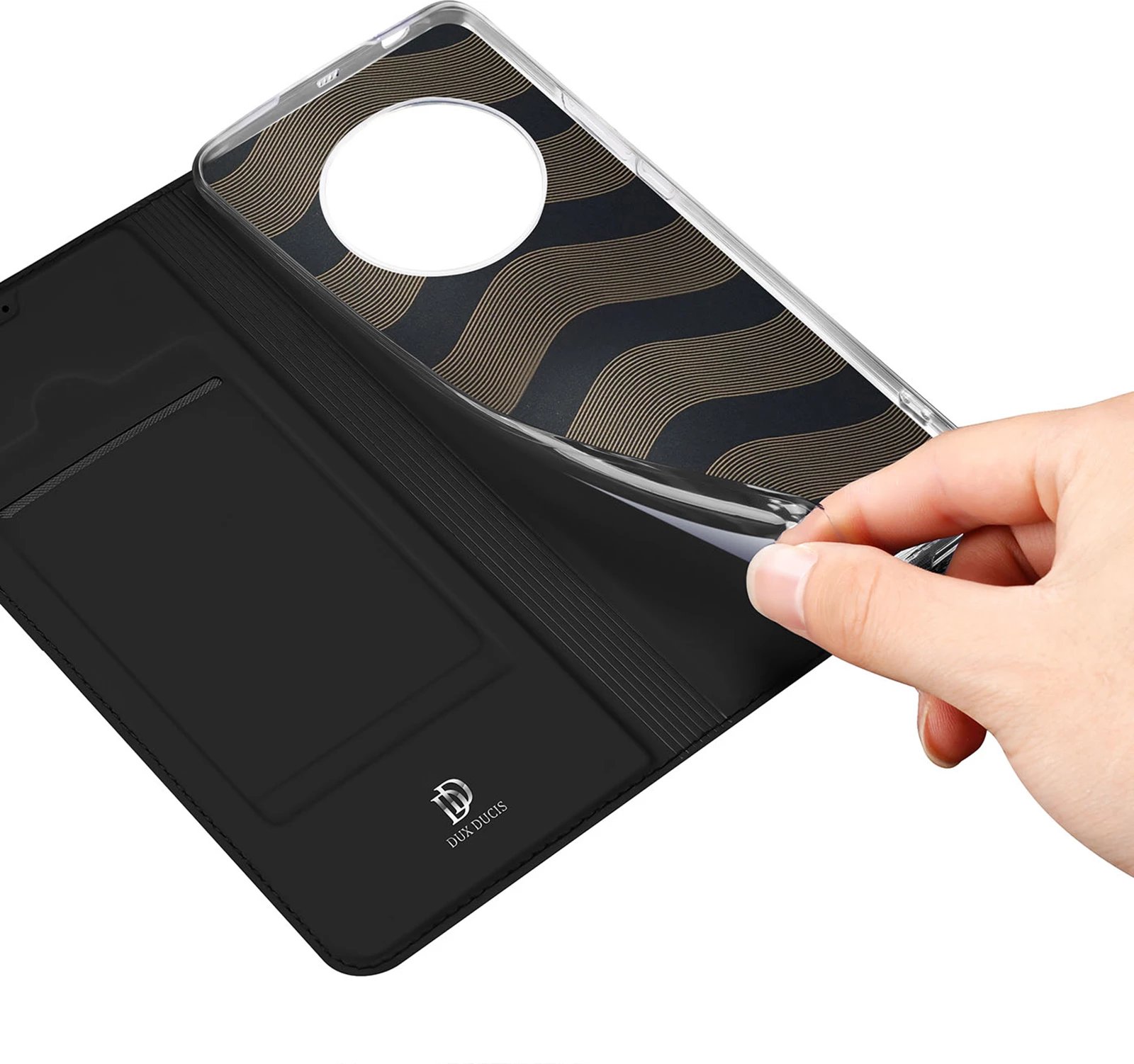 Mbështjellës Dux Ducis Skin Pro për Honor Magic5, me kapak, xhep kartele dhe funksion standi, i zi Mbështjellës Dux Ducis Skin Pro për Honor Magic5, me kapak, xhep kartele dhe funksion standi, i zi