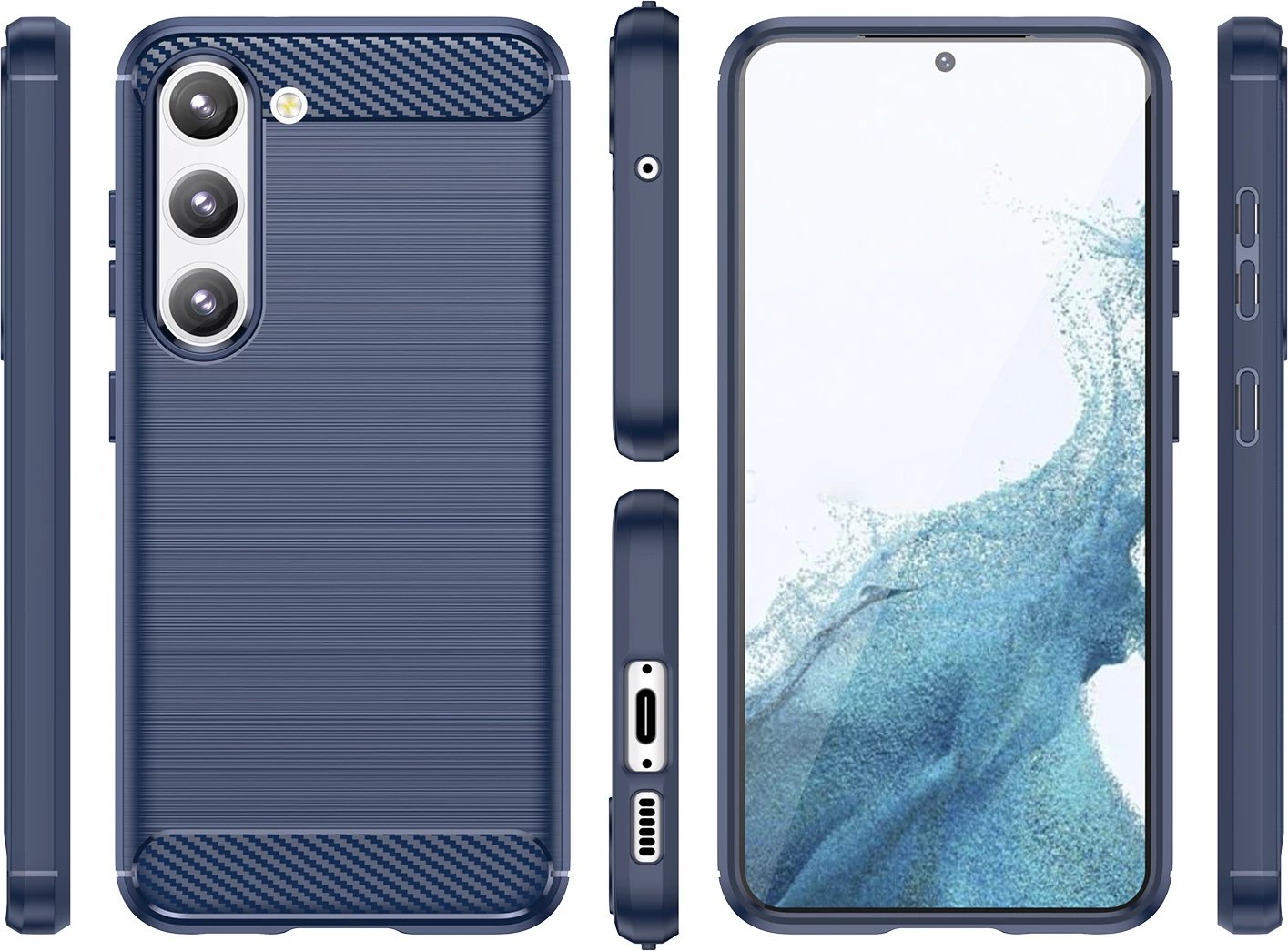 Mbështjellës për celular Hurtel Carbon Case për Samsung Galaxy S23, TPU, Blu