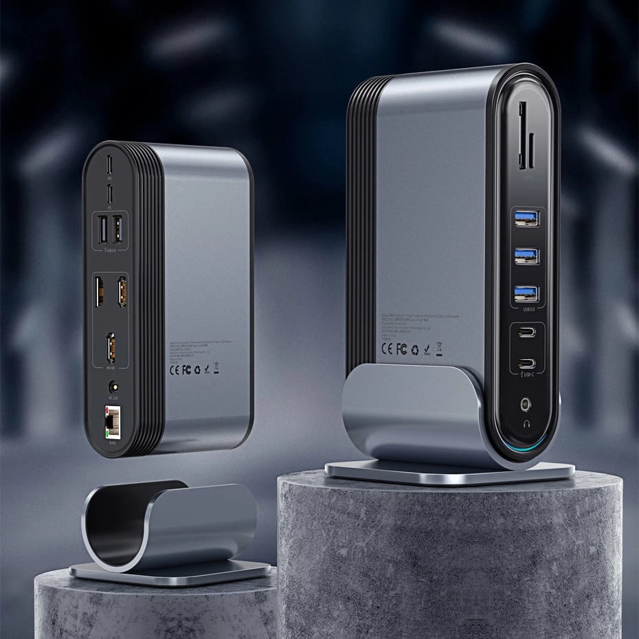 Kasë HUB multifunksional Baseus CAHUB-DG0G, 16 porta, 100W, Gri