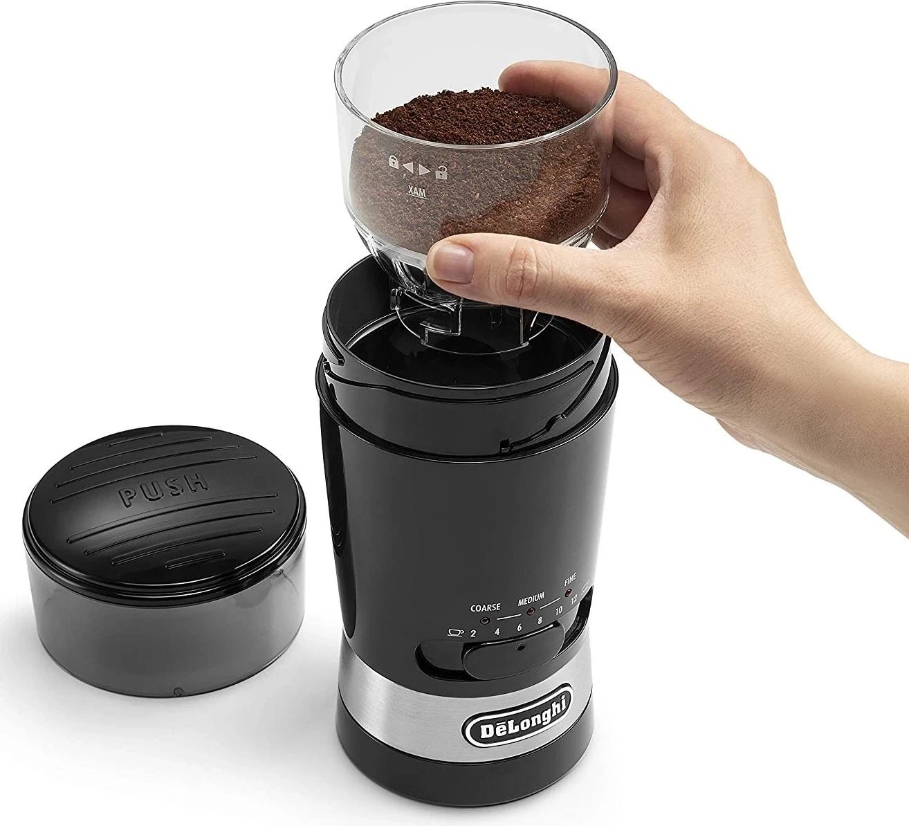 Bluajtës kafeje elektrik DeLonghi, i zi Bluajtës kafeje elektrik DeLonghi, i zi