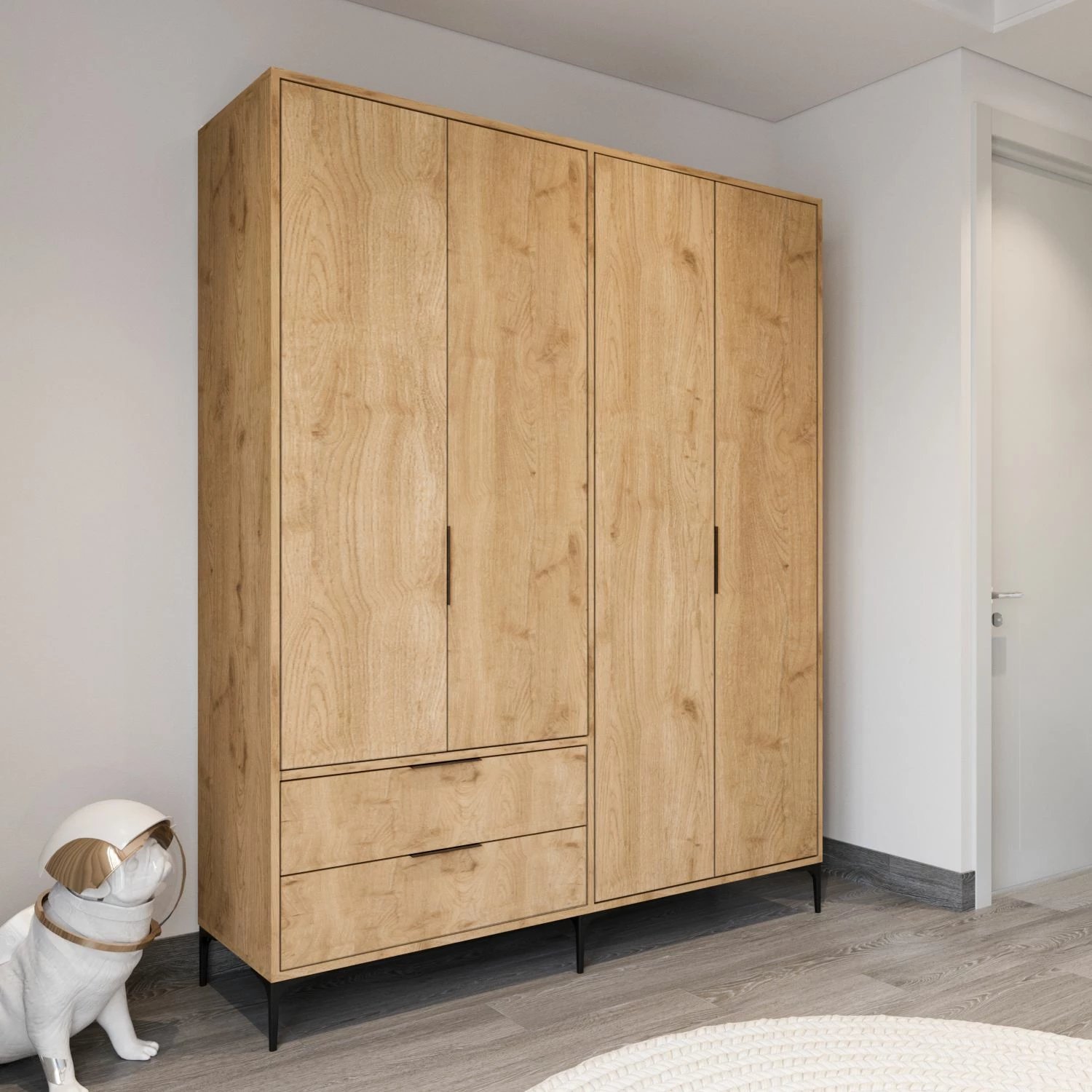 Dollap Skye Decor, Royal me sirtarë, 160 cm, ngjyrë lisi