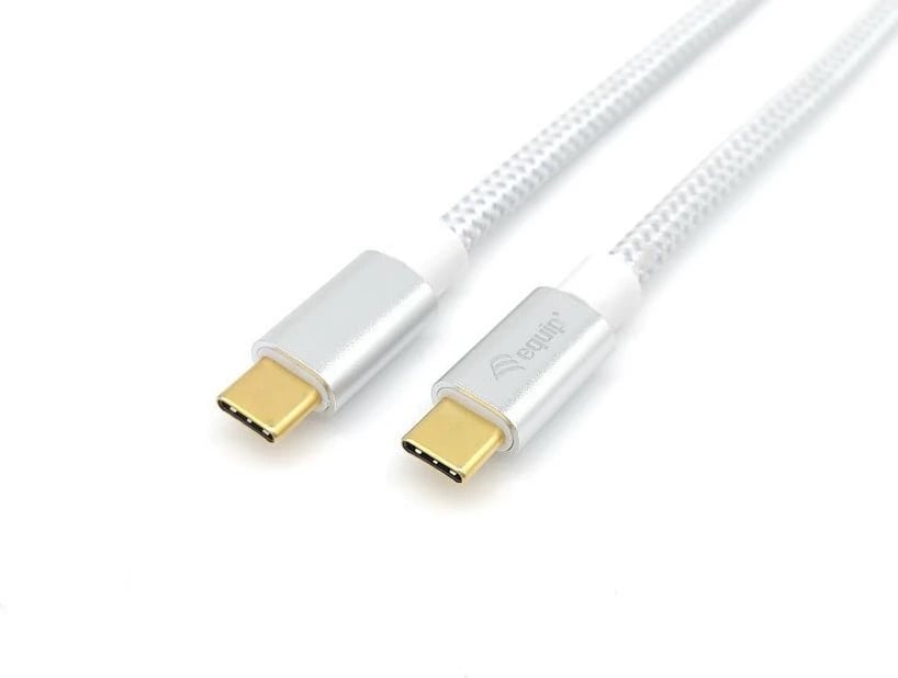 Kabëll USB C në USB C Equip USB 3.2 Gen 2, 1m, 100W, argjendtë/bardhë