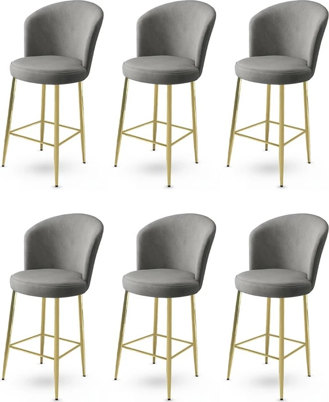 Set karrigesh për bar (6 copë), Hanah Home, Fora, gri, ari