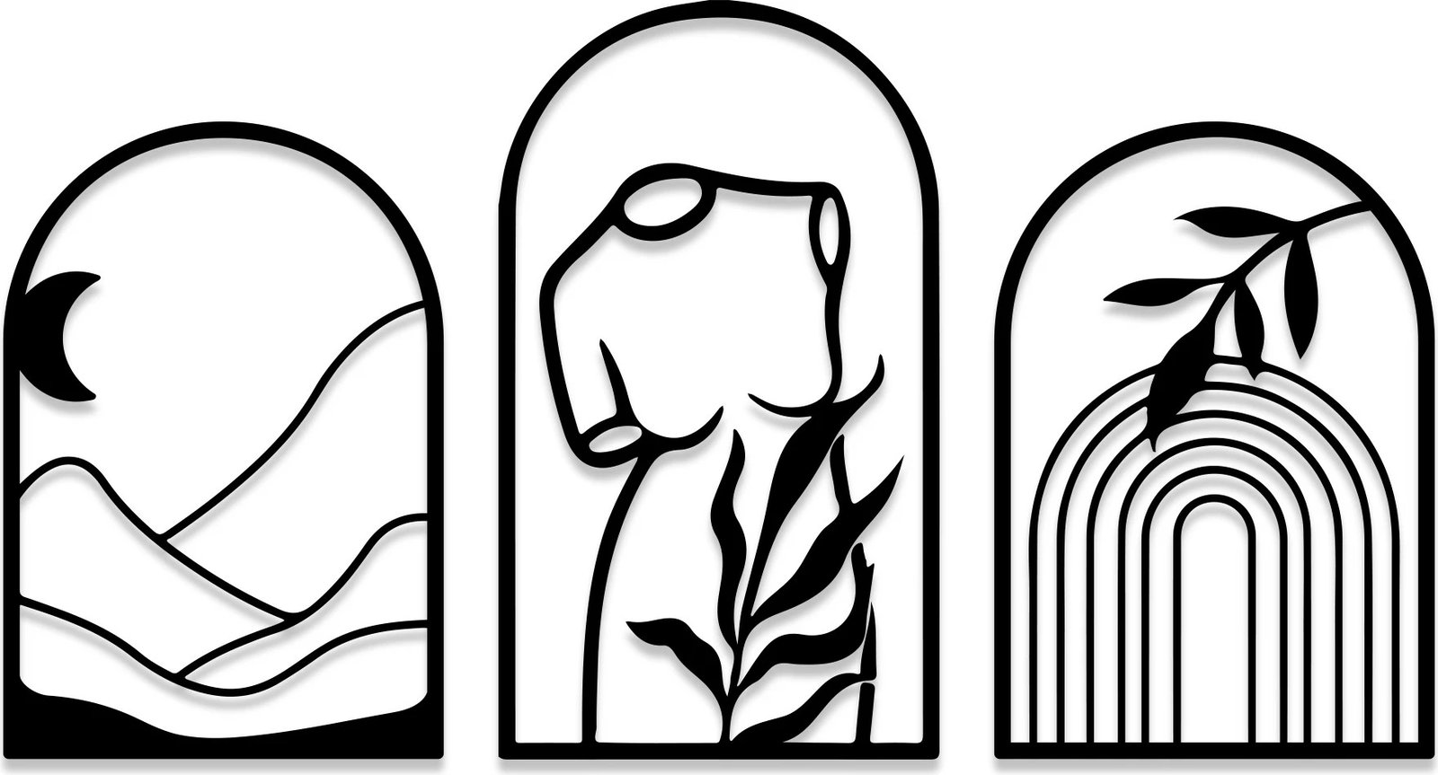 Aksesor dekorativ metalik për mur Wallity, Memorie Trio B, 3 pjesë