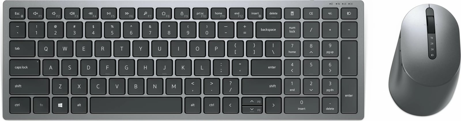 Tastierë dhe maus wireless DELL KM7120W, QWERTY, gri, titanium