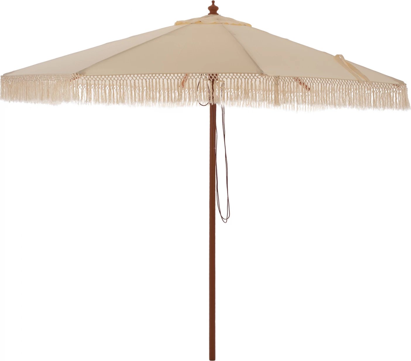 Çadër Wagner FH5776.01, ngjyrë bezhë me fransha, shtyllë druri ngjyrë kafe, Φ3X2.50Hm