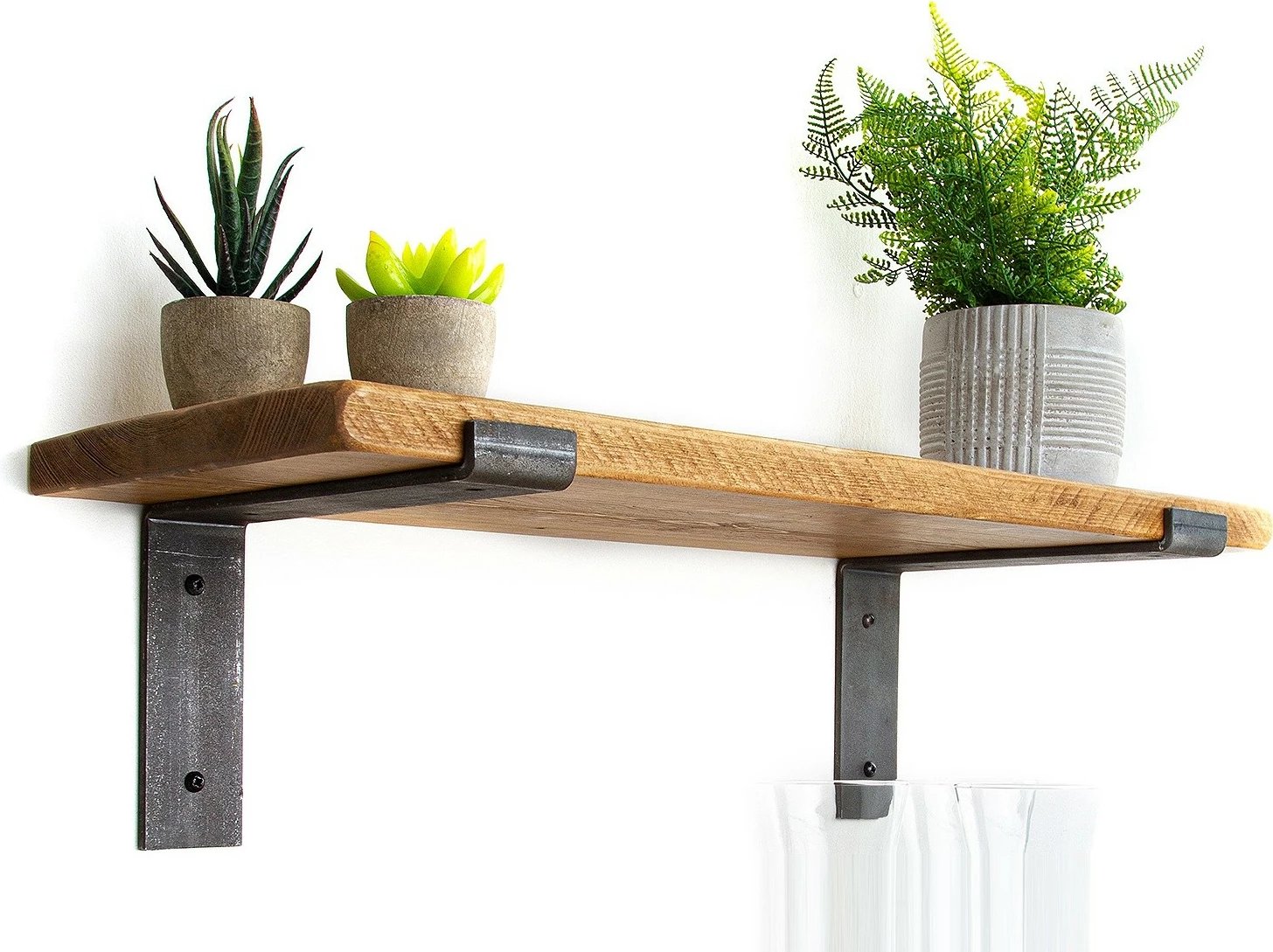 Raft dekorativ prej druri për mur, ngjyrë e zezë dhe arre, Hanah Home Lam002