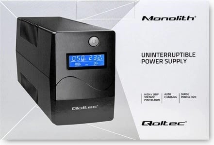 UPS Qoltec Monolith 1 kVA 600 W, 2 dalje AC, Ekran LCD, i zi UPS Qoltec Monolith 1 kVA 600 W, 2 dalje AC, Ekran LCD, i zi