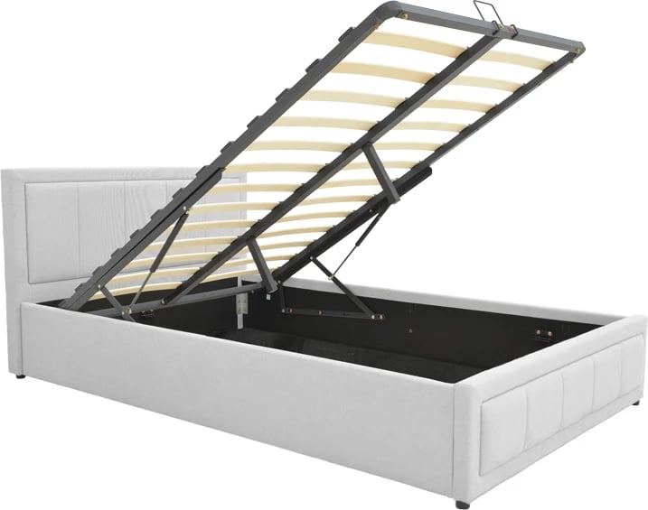 Krevat Huga me hapësirë për depo, material gri, 120x200cm