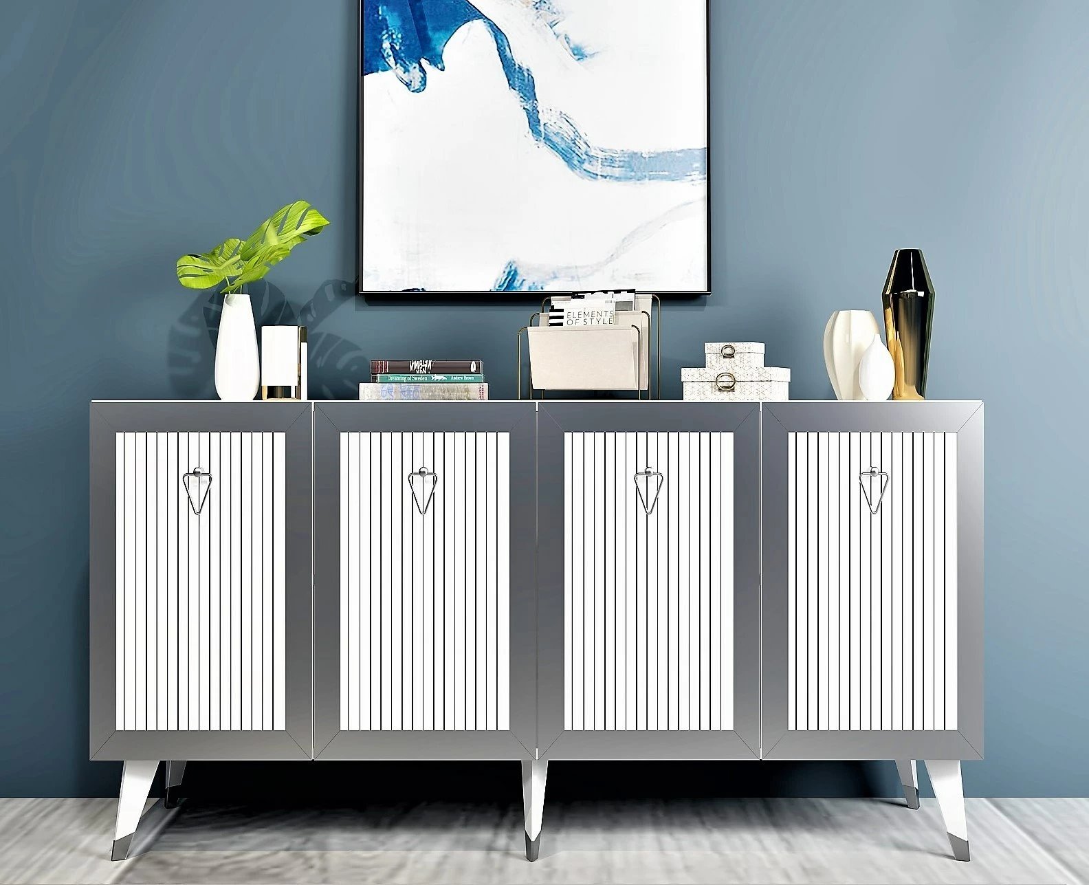 Konsol Hanah Home, bardhë-argjendtë