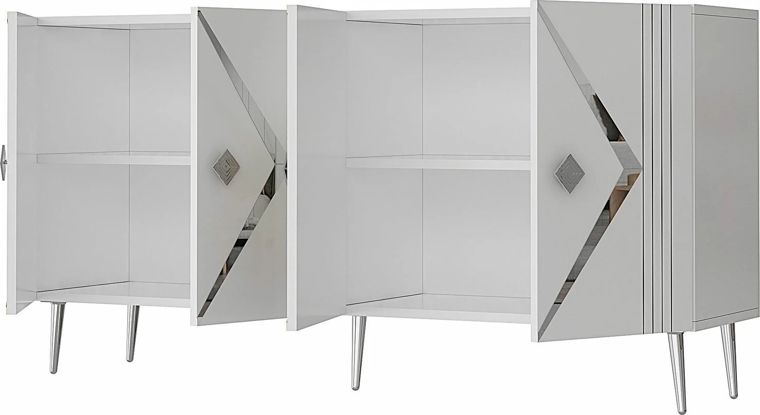 Konsolë Skye Decor, Domino KB150, e bardhë, argjend