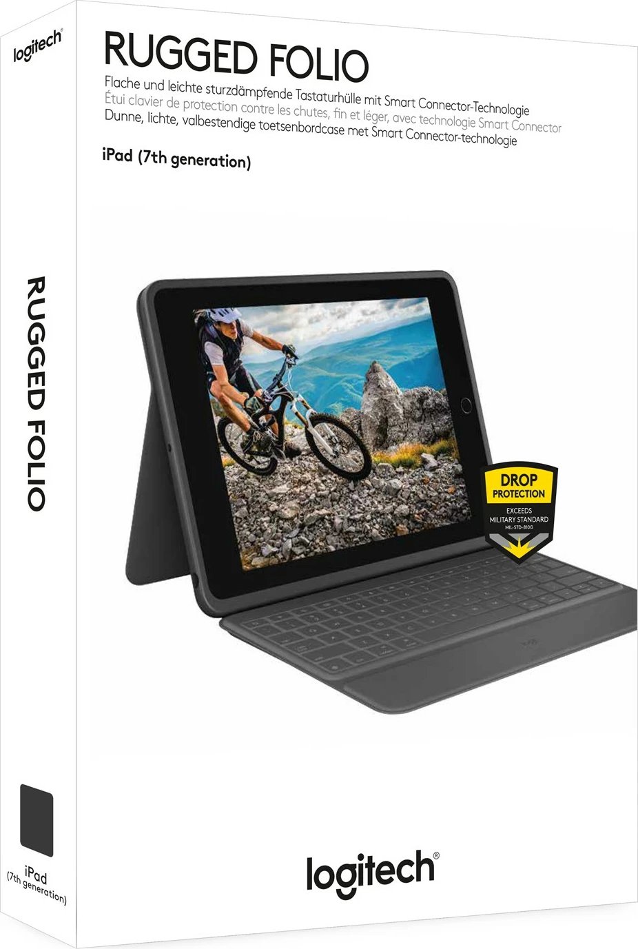 Mbështjellës me tastierë Logitech Rugged Folio për iPad 7/8, AZERTY, grafit