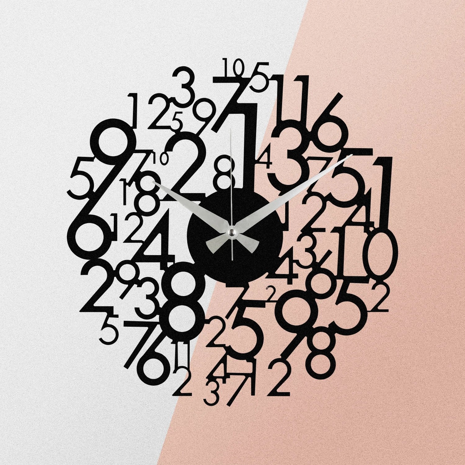 Orë muri dekorative prej metali, Wallity Enzoclock - S019, e zezë, 48x48cm