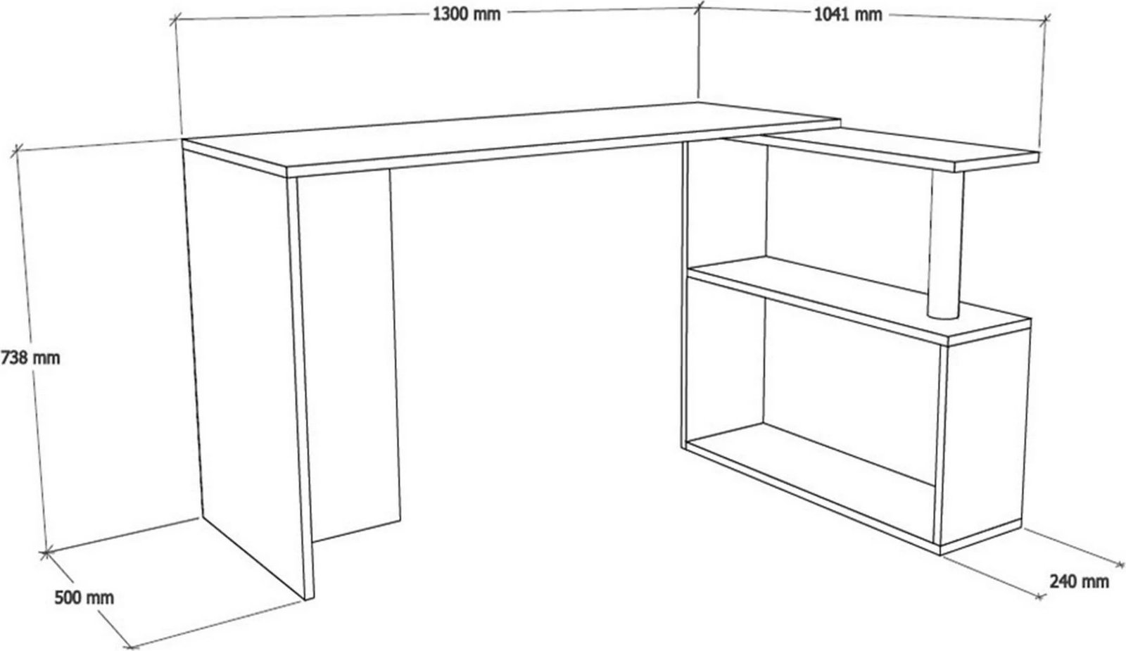 Tavolinë pune për studim, ngjyrë e bardhë, Cayko, Hanah Home