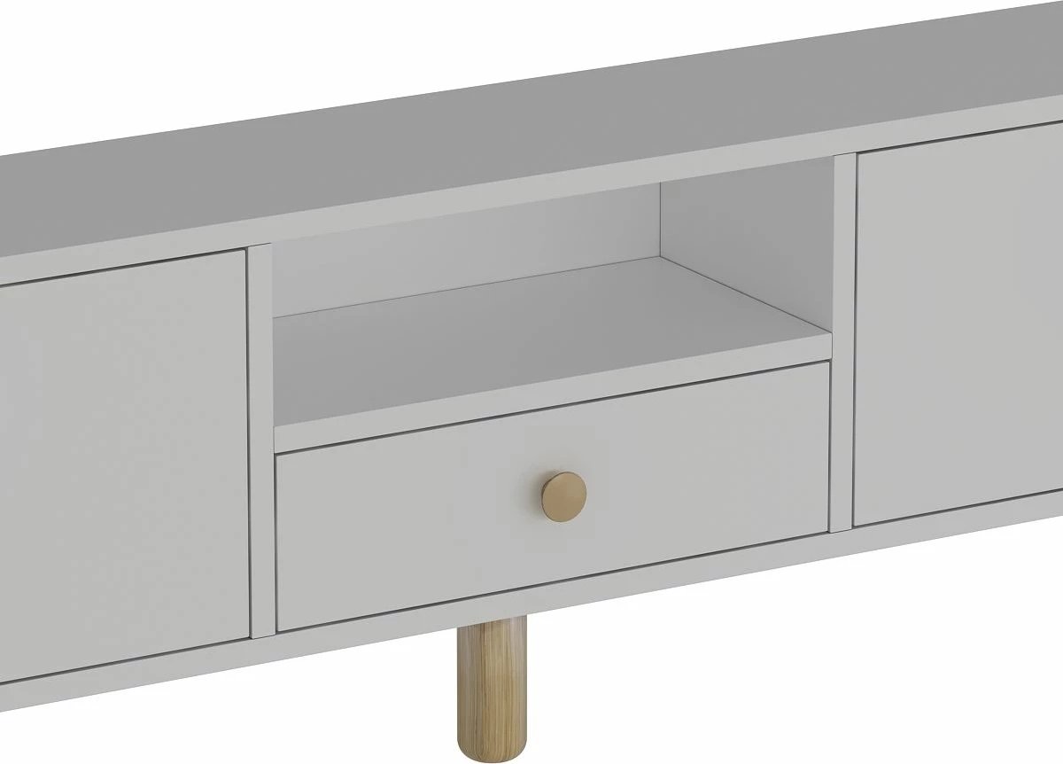 Komodë TV Skye Decor, e bardhë, lisi sapphire, 1310-DROP-1