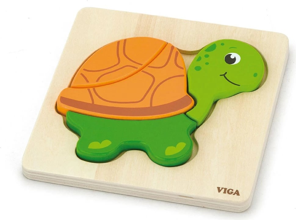 Puzël druri, Viga, Turtle, 4 copë, 145x145x18 mm, multingjyrësh