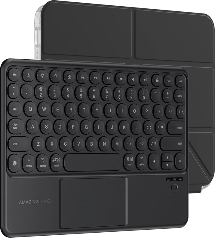 Mbështjellës me tastierë Bluetooth me touchpad, AmazingThing, Minimal Case KeyLite Combo, për iPad Air 11" (M3 2025), kënd i rregullueshëm, i zi