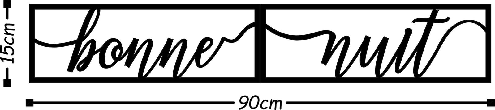 Aksesor dekorativ metalik për mur, Wallity Bonne Nuit 1, i zi