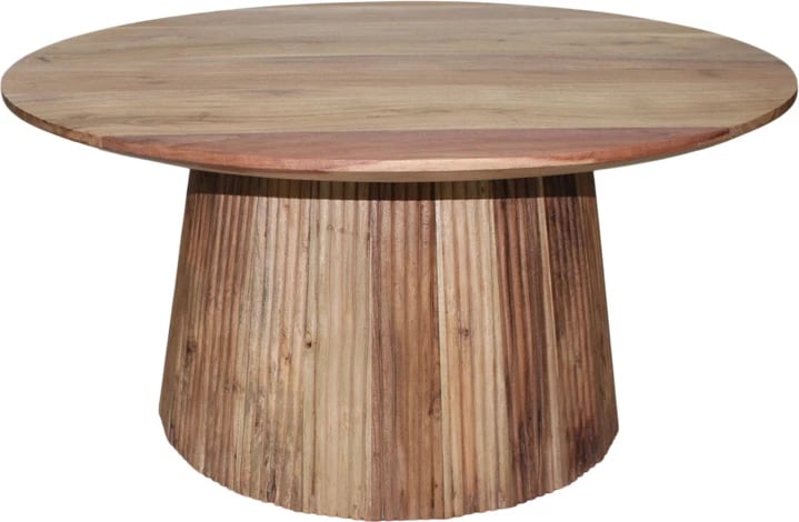 Tavolinë kafeje Canicule I, dru akacie i fortë, ngjyrë natyrale, Φ80x40cm