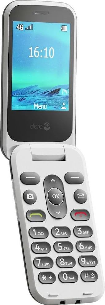 Celular Doro 2880, Clamshell, Single SIM, 320 x 240 pixels, Bluetooth, 1000 mAh, Zi, Bardhë