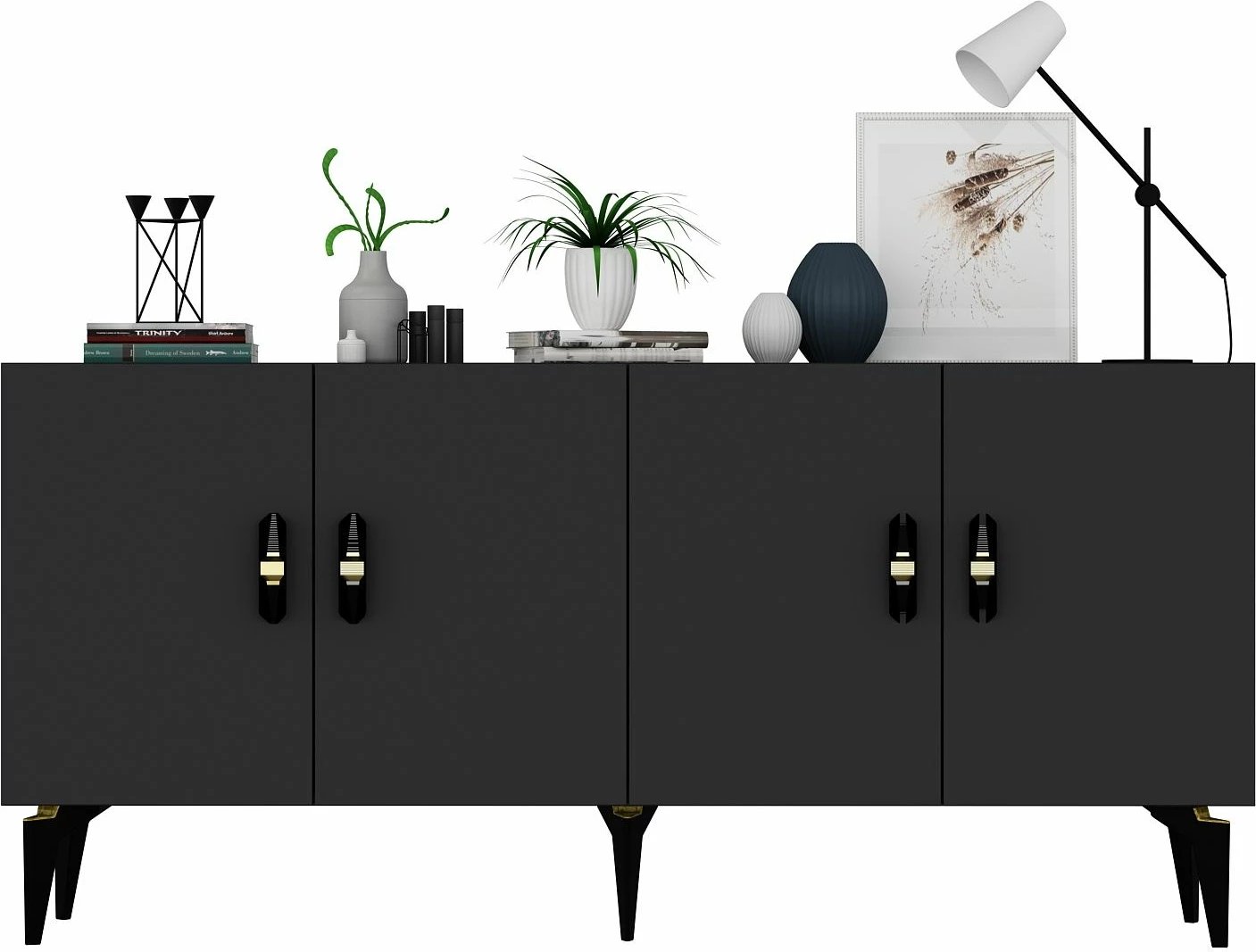 Konsol Skye Decor, ngjyrë antracit, Plus