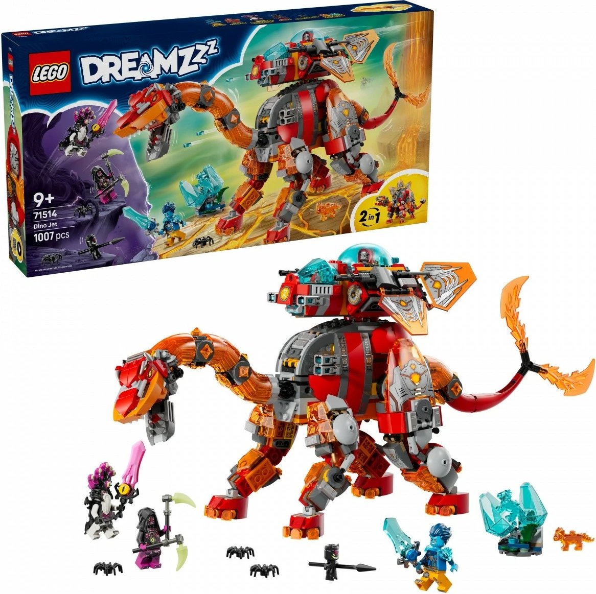 Set konstruktues, LEGO, DREAMZzz 71514 Dinozaur Kozmik, 2-në-1 1007 pjesë 9+ vjeç