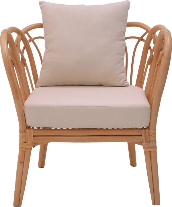 Karrige Tania ratan natyral-jastëk i bardhë 76x76x76cm