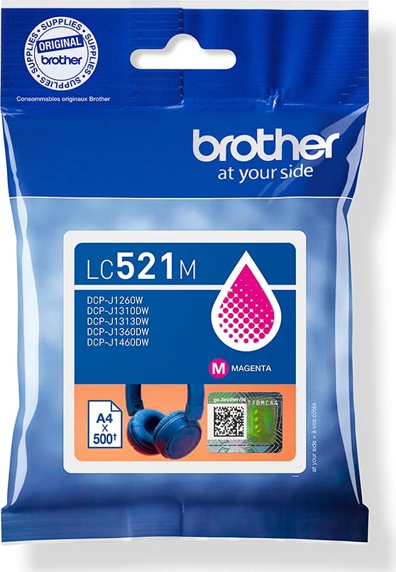 Kartush boje, Brother, LC-521M, deri 500 faqe, standard, magenta