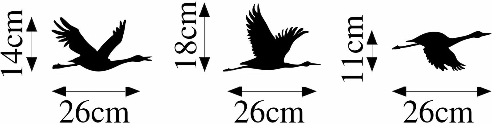 Aksesor dekorativ metalik për mur, zogj migrantë, ngjyrë e zezë, 3 copë, Wallity - 302