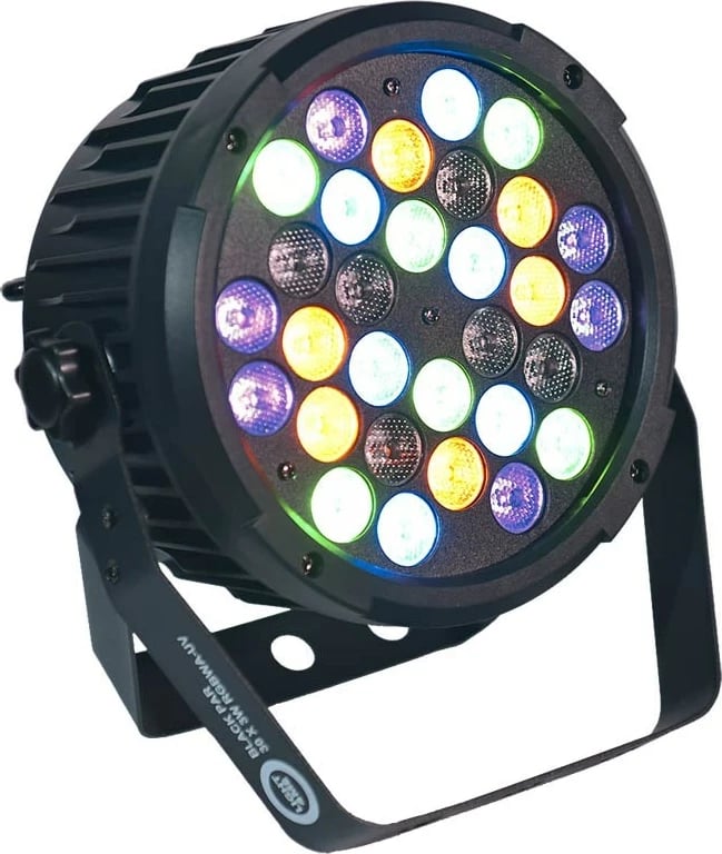Reflektor skene LED LIGHT4ME BLACK PAR 30x3W RGBA-UV
