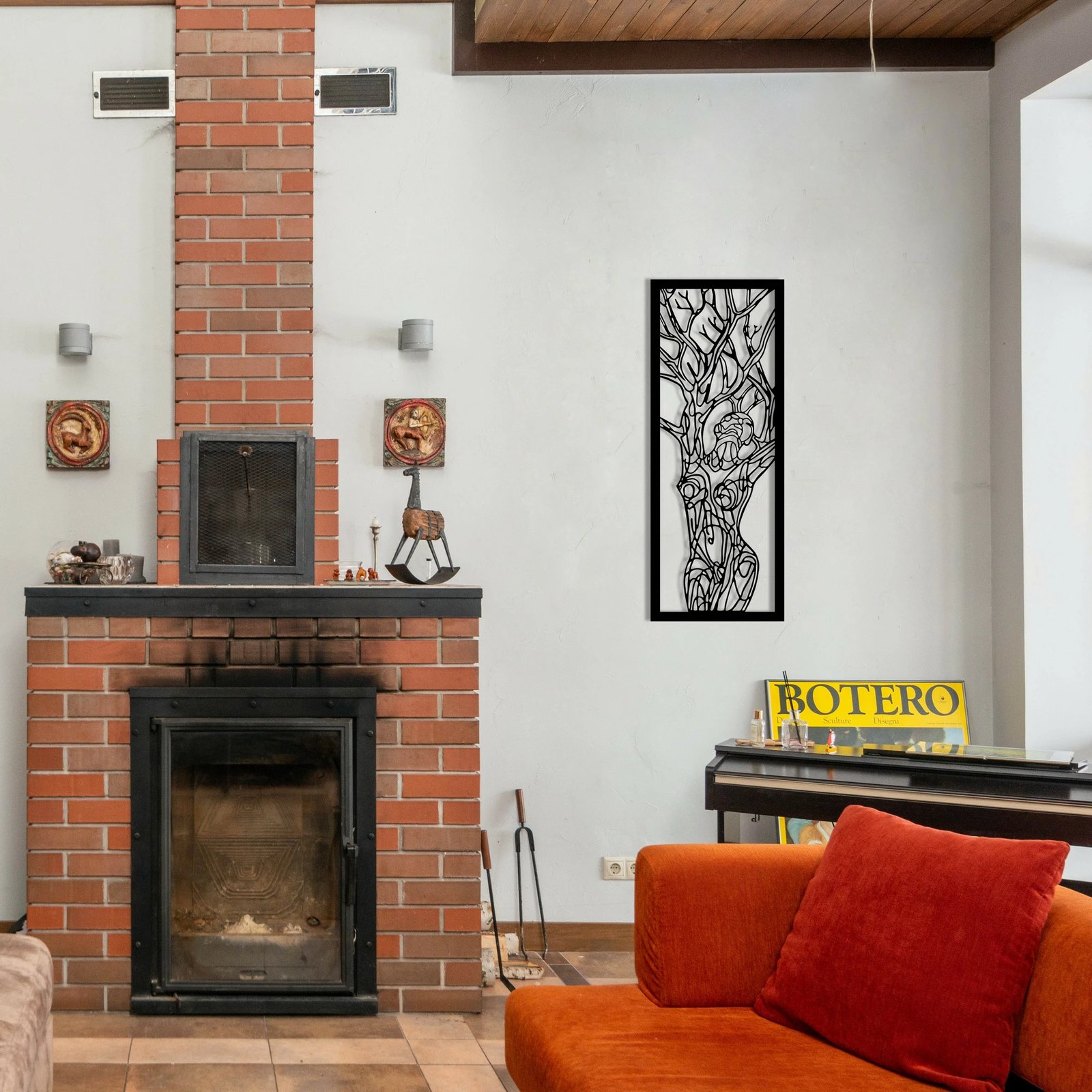 Aksesor dekorativ metalik për mur, Wallity, Vuslat, ngjyrë e zezë, 20x51cm