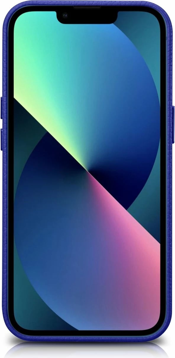 Mbështjellës iCarer Litchi Premium për iPhone 14 Pro, lëkurë natyrale, MagSafe, kaltër e errët