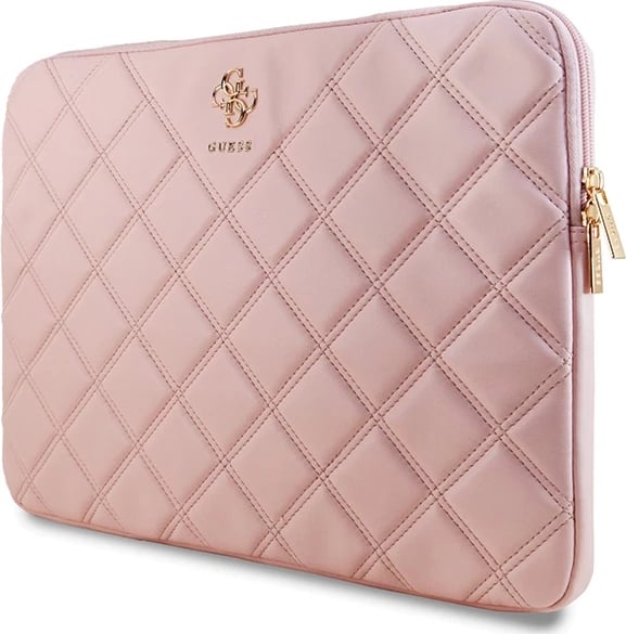 Mbështjellës laptopi Guess Quilted 4G, 16 inç, Rozë