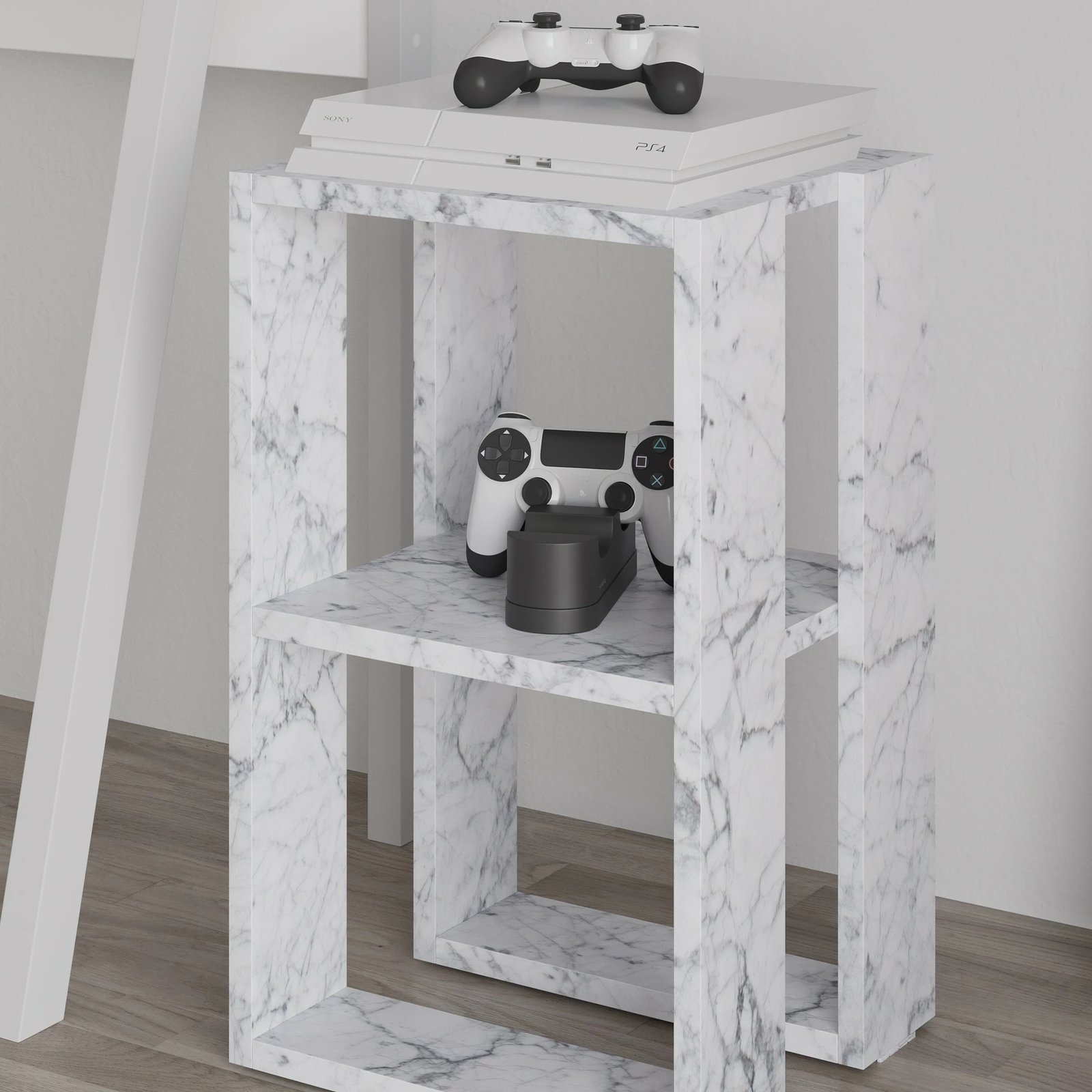 Komodinë natës Carrara Marble, Skye Decor, 2 nivele